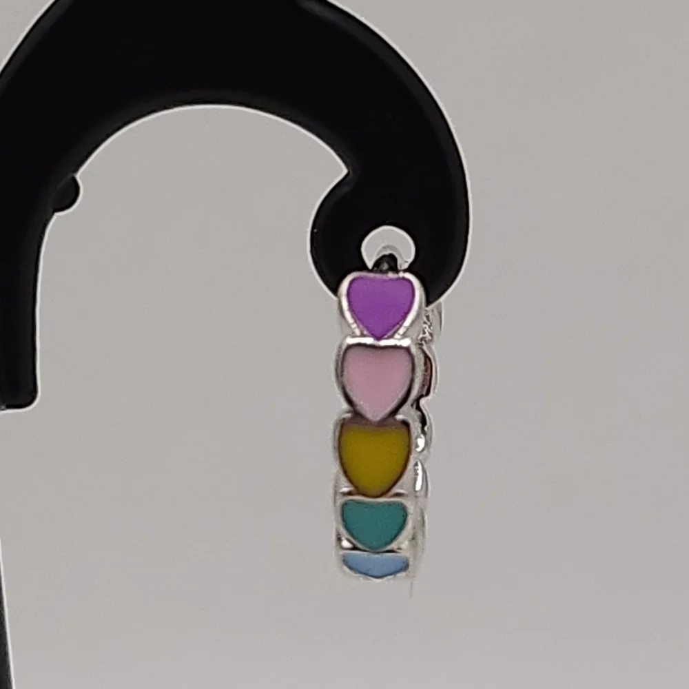Rainbow heart hoop earrings‎ (NWOT) - Picture 5 of 8